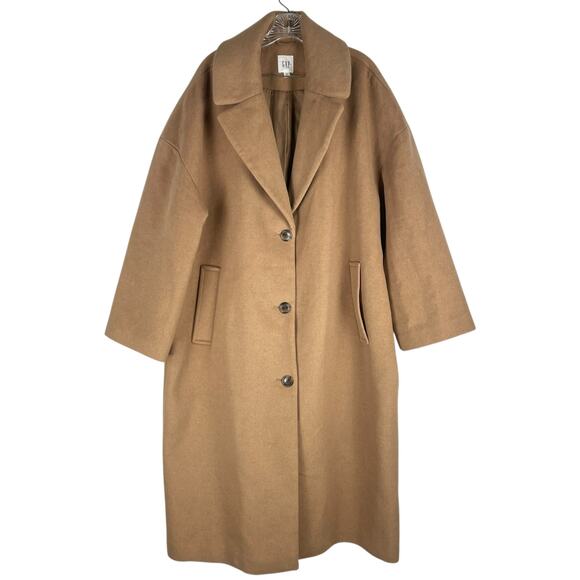Gap Oversized Longline Wool Blend Coat Button Front Camel Tan Size XXL - Picture 3 of 12